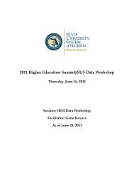 2011 Workshop Proceedings - Florida Board of Governors