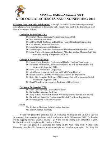 Geological Sciences and Engineering 2005 - Seismological ...