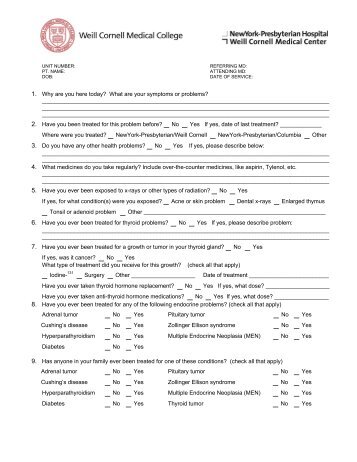 First Visit Health Questionnaire