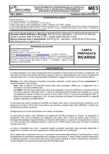 Carta prepagata riCarige - Gruppo Banca Carige