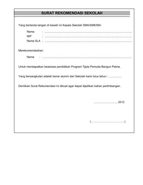 Formulir Pendaftaran Program Tjipta Pemuda ... - PT SMART Tbk