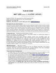 Plan de cours - Département de mathématiques - UQAM