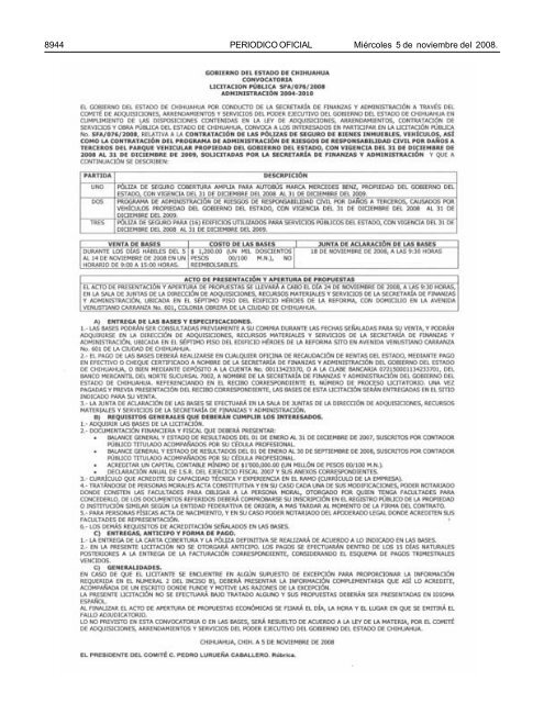 MiÃ©rcoles 5 de noviembre 2008 - Gobierno del Estado de Chihuahua