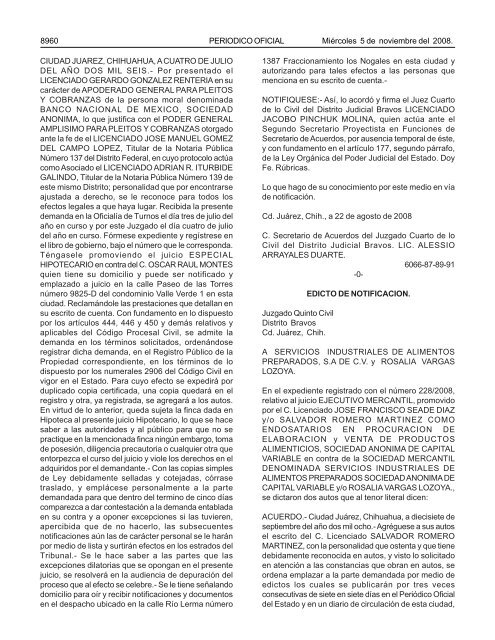 MiÃ©rcoles 5 de noviembre 2008 - Gobierno del Estado de Chihuahua