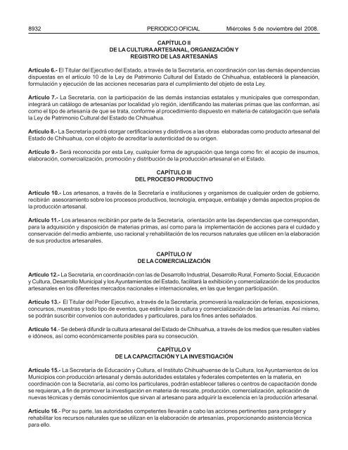 MiÃ©rcoles 5 de noviembre 2008 - Gobierno del Estado de Chihuahua