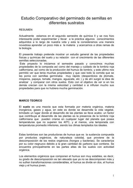 Estudio comparativo del germinado de semillas en diferentes ...