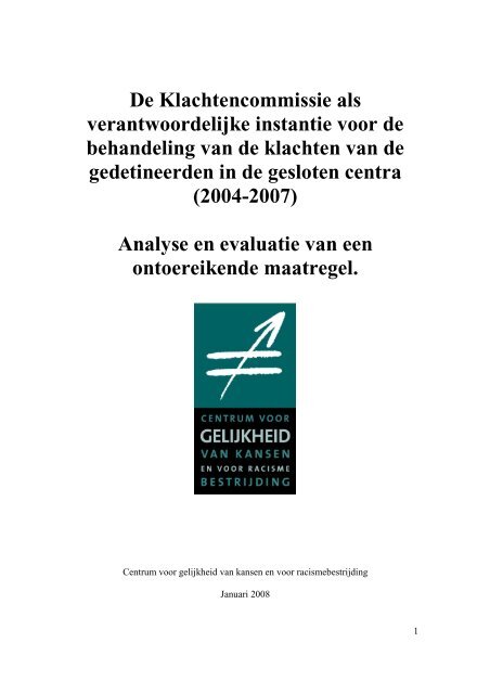 Rapport Klachten Commissie - Centrum voor gelijkheid van kansen ...