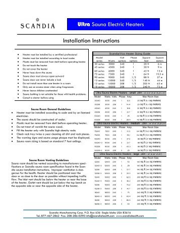 scandia electric install 2006.1 - Superior Sauna & Steam