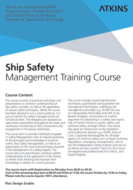 Ship Safety Management Training Course - Atkins