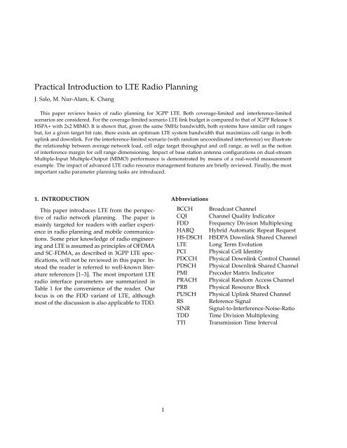 Practical Introduction to LTE Radio Planning