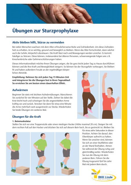 Übungen zur Sturzprophylaxe