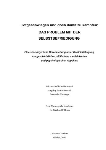 Das Problem mit der Selbstbefriedigung - Institut für Ethik und Werte