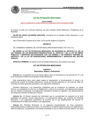 Ley de PetrÃ³leos Mexicanos - ComisiÃ³n Nacional de Hidrocarburos