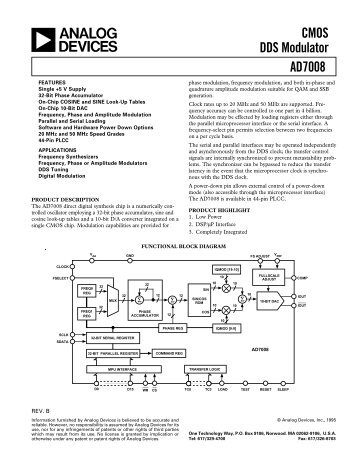 AD7008 CMOS DDS Modulator