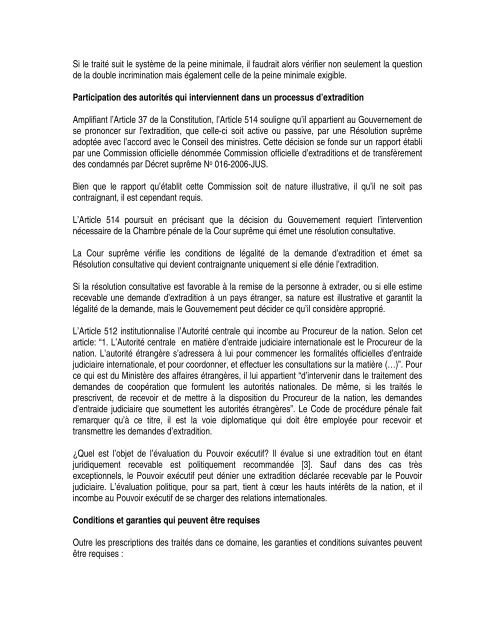 CADRE JURIDIQUE DE L'EXTRADITION AU PÃROU Dr. Alberto ...