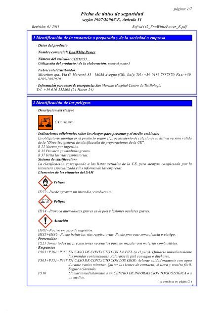 Safety Data Sheet - Micerium SpA