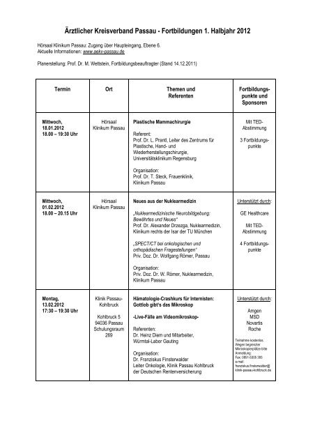 FortbildungenAEKV-Pa.. - Ärztlicher Kreisverband Passau