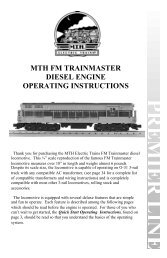 mth fm trainmaster diesel engine operating instructions - MTH Trains