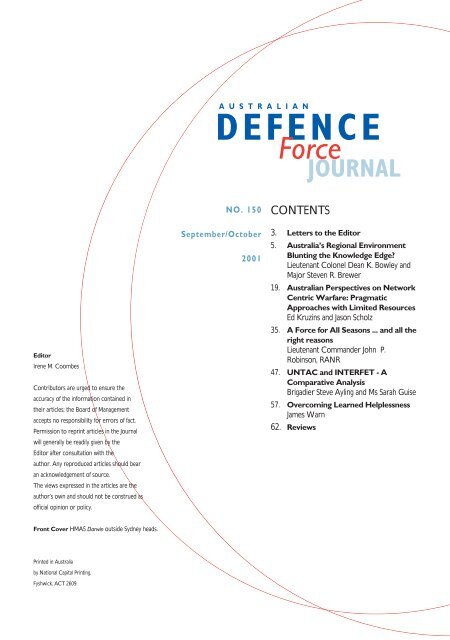 ISSUE 150 : Sep/Oct - 2001 - Australian Defence Force Journal