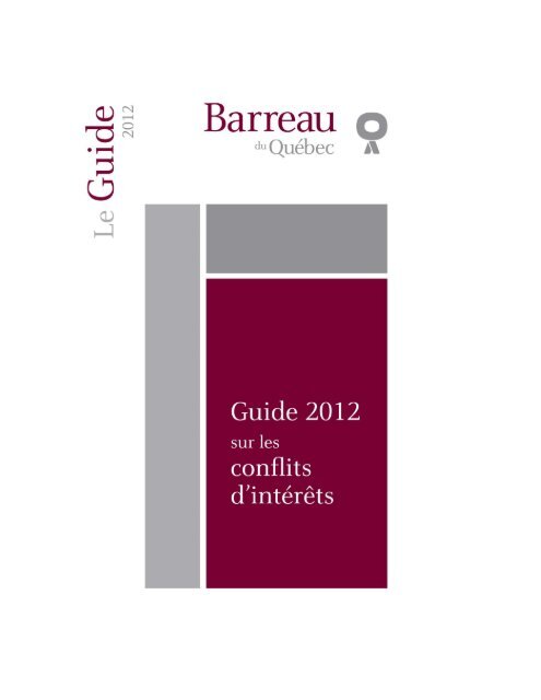 Guide 2010 sur les conflits d'intérêts - Barreau du Québec