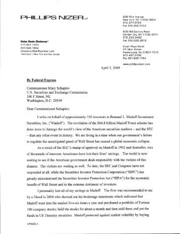 Helen Chaitman Letter to SEC Commissioner