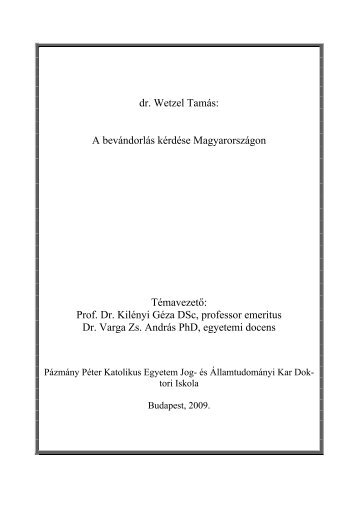 dr. Wetzel Tamás - Jog- és Államtudományi Kar - Pázmány Péter ...