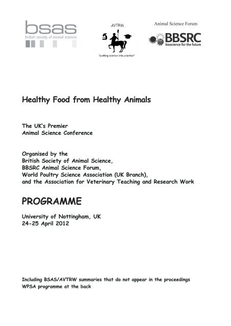 PROGRAMME - British Society of Animal Science