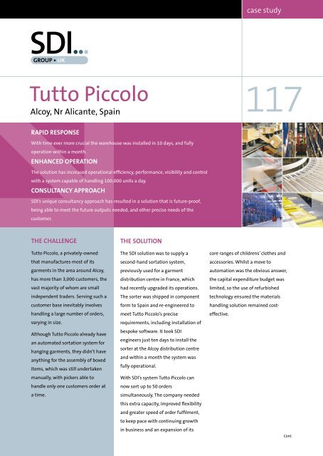 Case Study 117 â Tutto Piccolo, Alcoy, Spain - Sdi Group UK