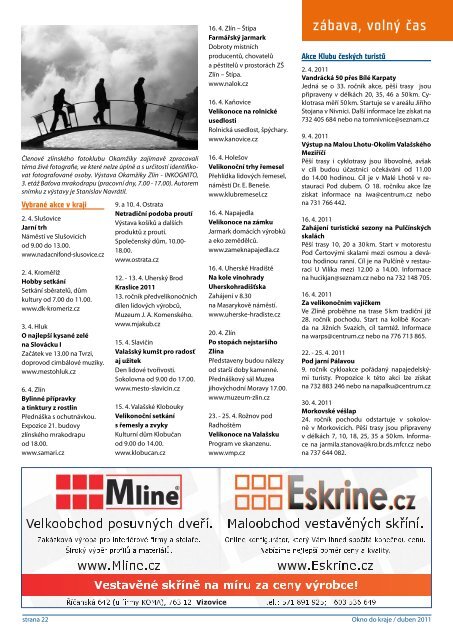 Magazín Zlínského kraje duben 2011 / ročník VII ... - Okno do kraje