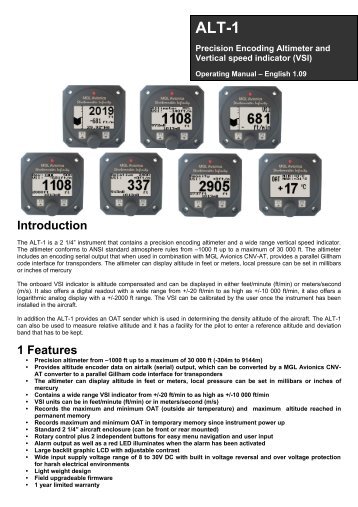 ALT-1 Manual - MGL Avionics