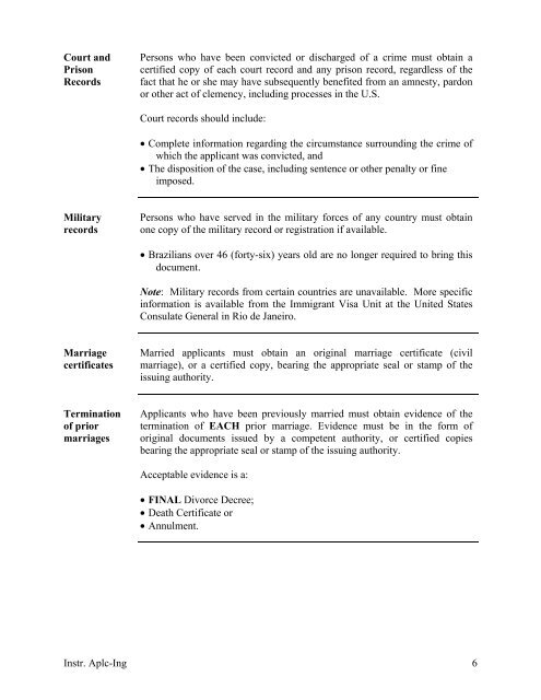 Instructions for Immigrant Visa Applicants