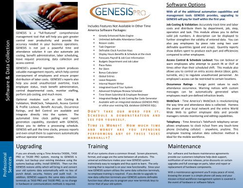 Genesis Pro Software | Central Time Clock, Inc.