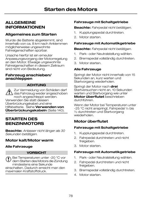 Feel the difference FordTransit Betriebsanleitung