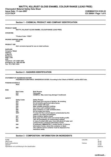 Chemwatch MSDS 6102-22 - AutoSpec