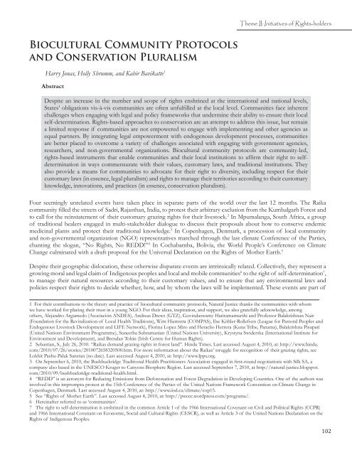 Biocultural Community Protocols and Conservation ... - Natural Justice