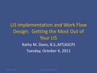 LIS Implementation and Work Flow Design - Pathology Informatics ...