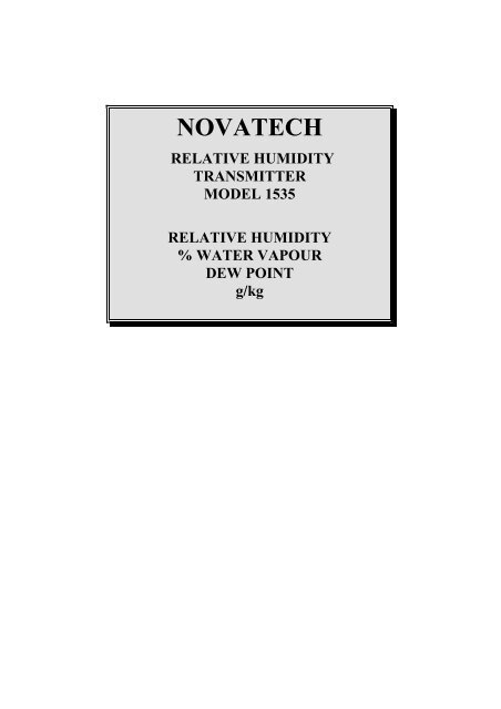 1535 Relative Humidity Transmitter - Novatech Controls