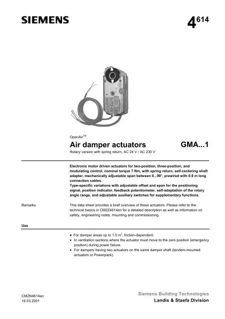 4614 Air damper actuators GMA...1