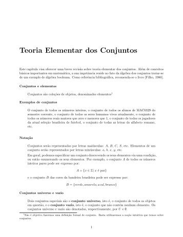 Teoria Elementar dos Conjuntos - Vision at IME-USP