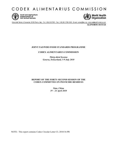 Alinorm 10 33 24 Codex Alimentarius