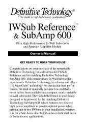 IW Sub Reference & SubAmp 600 Manual - Definitive Technology