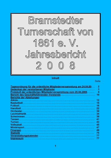 Jahresstatistik 2008 - Bramstedter Turnerschaft von 1861 e.V.