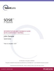 SOSIE Interpretation and Feedback Guide Sample ... - TalentLens