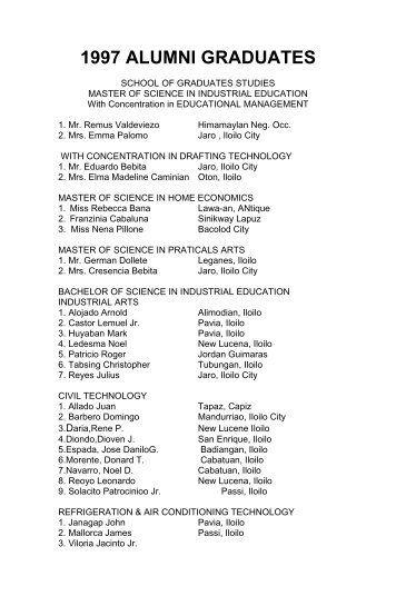 1997 ALUMNI GRADUATES - Whiffyskunk.com