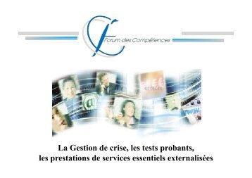 La Gestion de crise, les tests probants, les prestations de ... - hcfdc