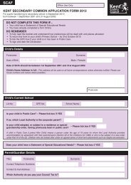 Kent Secondary Common Application Form - Hornbill School