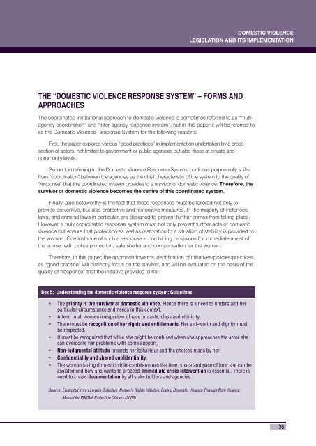 Domestic Violence Legislation and its Implementation