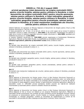 ORDIN MAPDR nr. 732/2005 privind aprobarea Listei ... - MADR