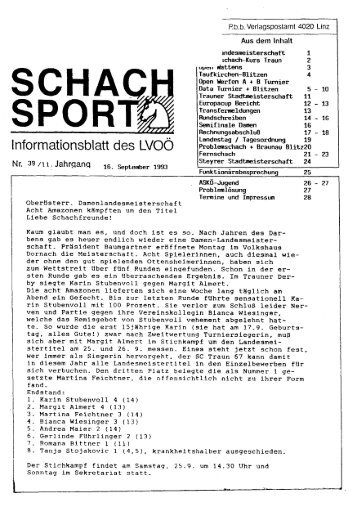 I nformationsblatt des LVOÖ - Schachverein Hörsching