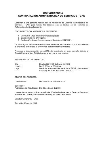 convocatoria contratación administrativa de servicios – cas